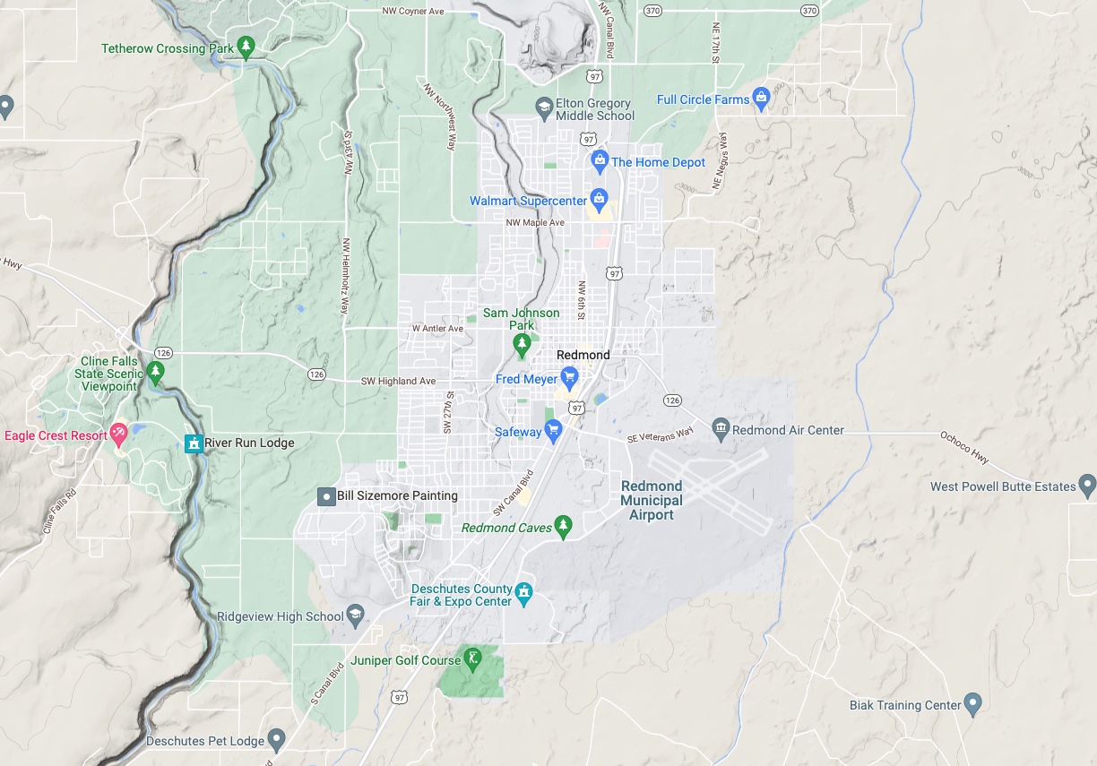 Map of Redmond Oregon