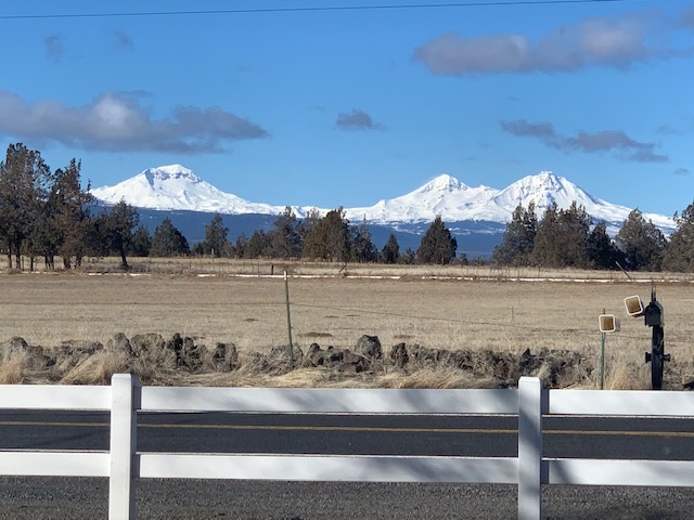 view of snow capped cascade mountains